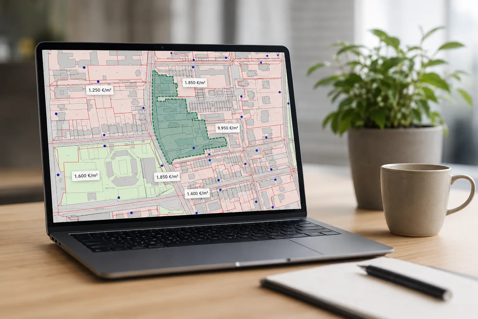 Online-Ersteinschätzung Immobilienwert anhand digitaler Lagekarte – Hanseatisches Gutachterkontor Hamburg